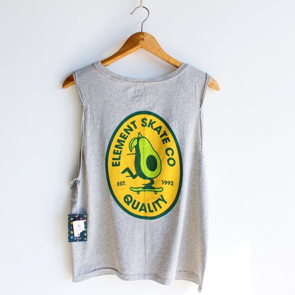 New Element Avocado Themed Grey Tank Top - Picture 2 of 4